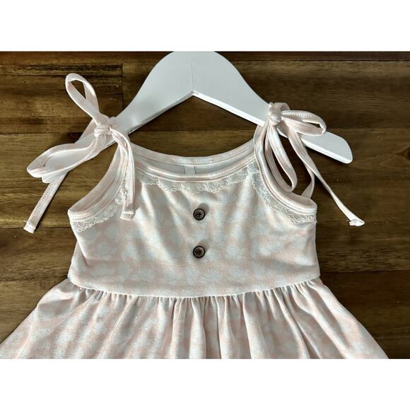 Jane + Jo Peony Peach Cream Floral Sleeveless Adjustable Strap Lace House Dress - Picture 3 of 9